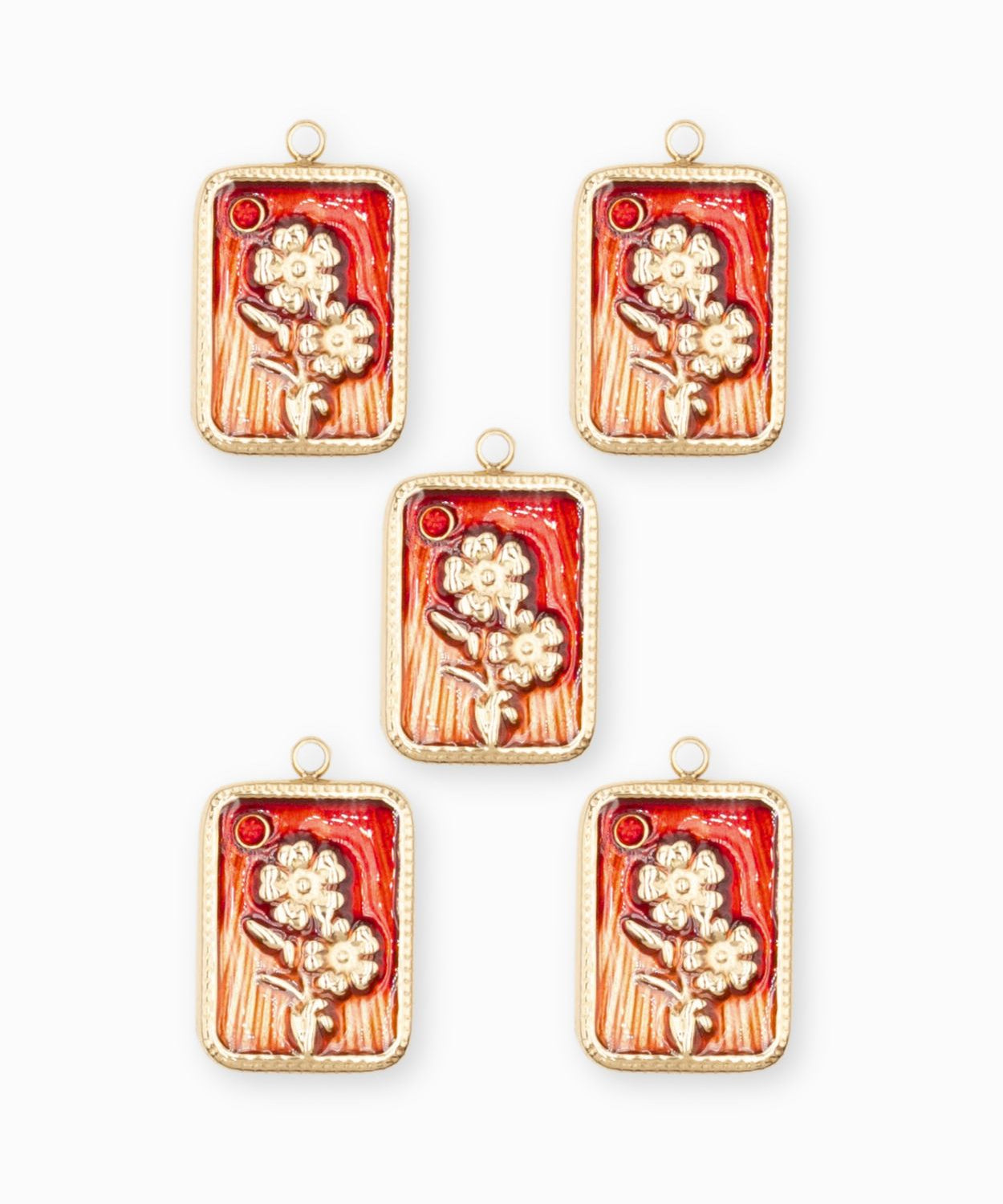 Pendentif médaille myosotis 17x13mm - Doré