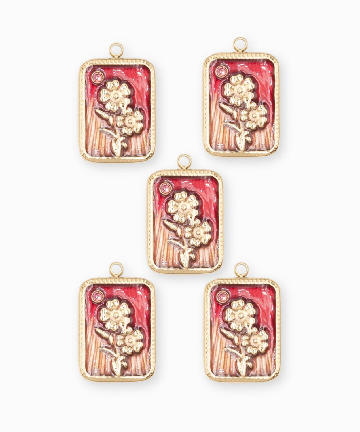 Pendentif médaille myosotis 17x13mm - Doré