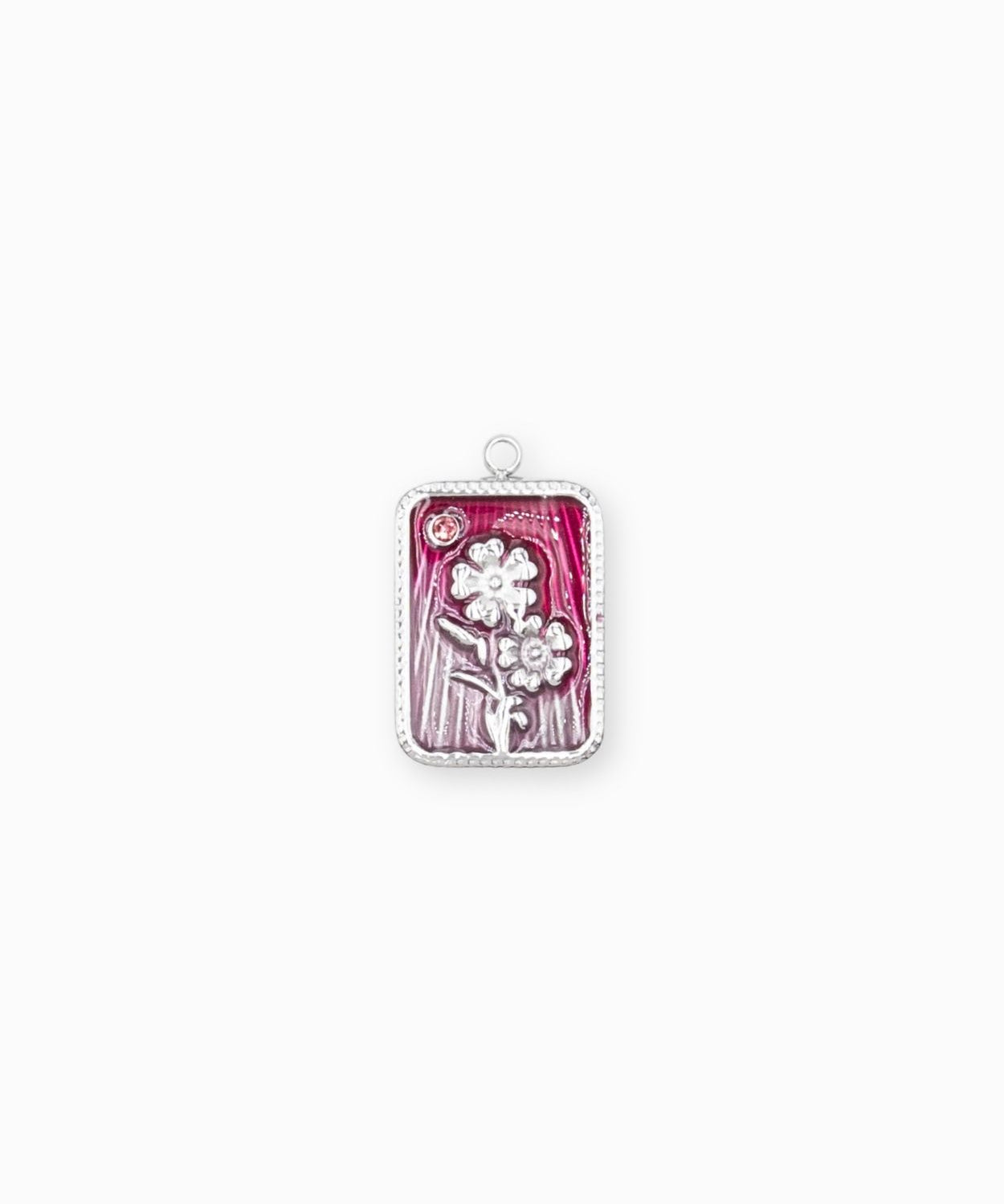 Pendentif médaille myosotis 17x13mm - Argenté