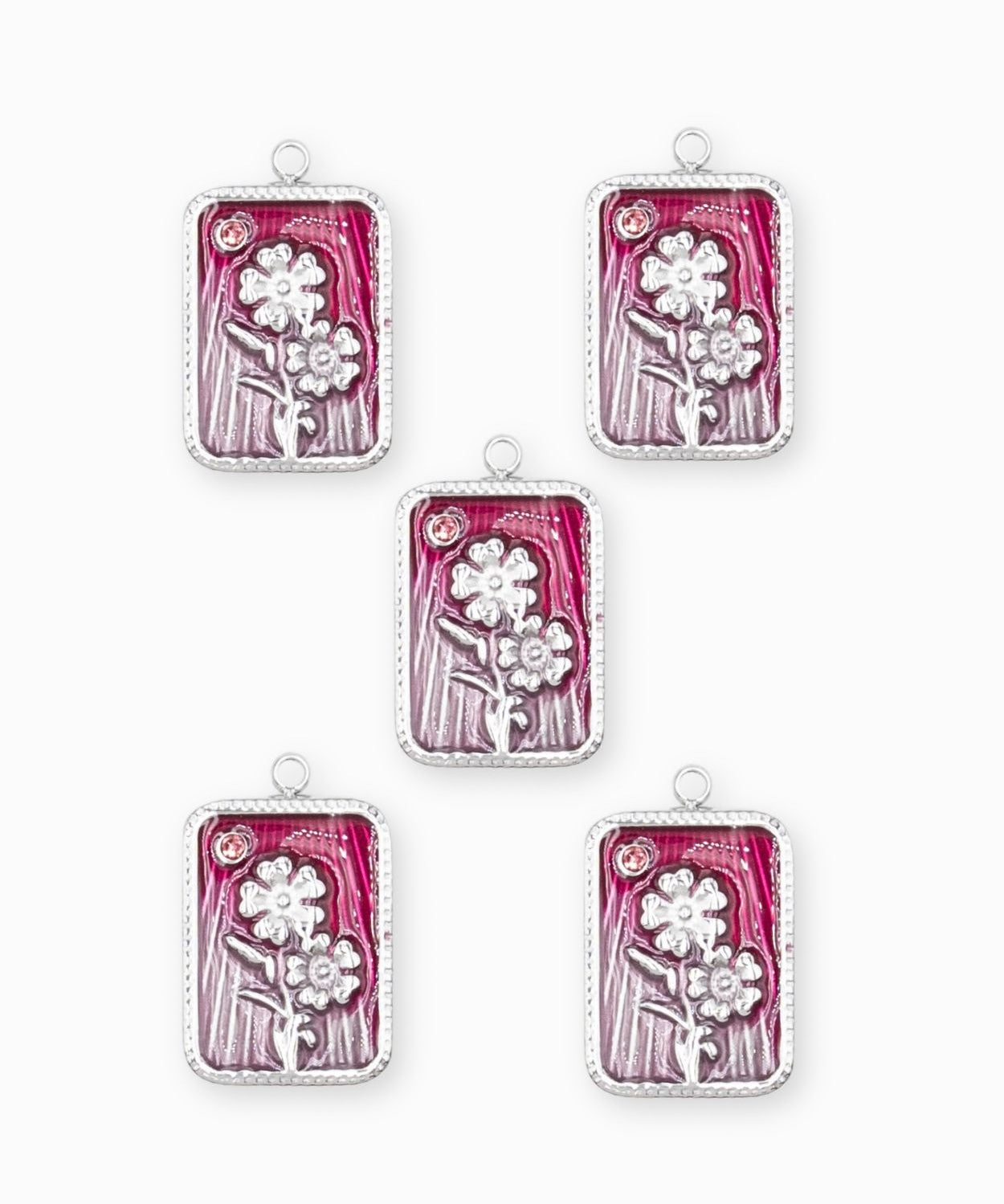 Pendentif médaille myosotis 17x13mm - Argenté