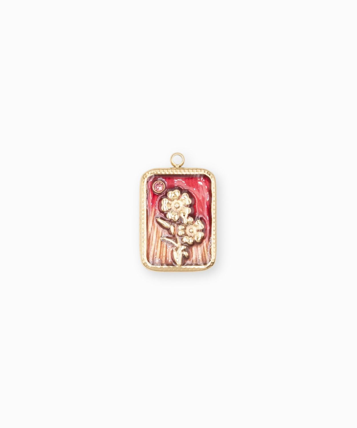 Pendentif médaille myosotis 17x13mm - Doré
