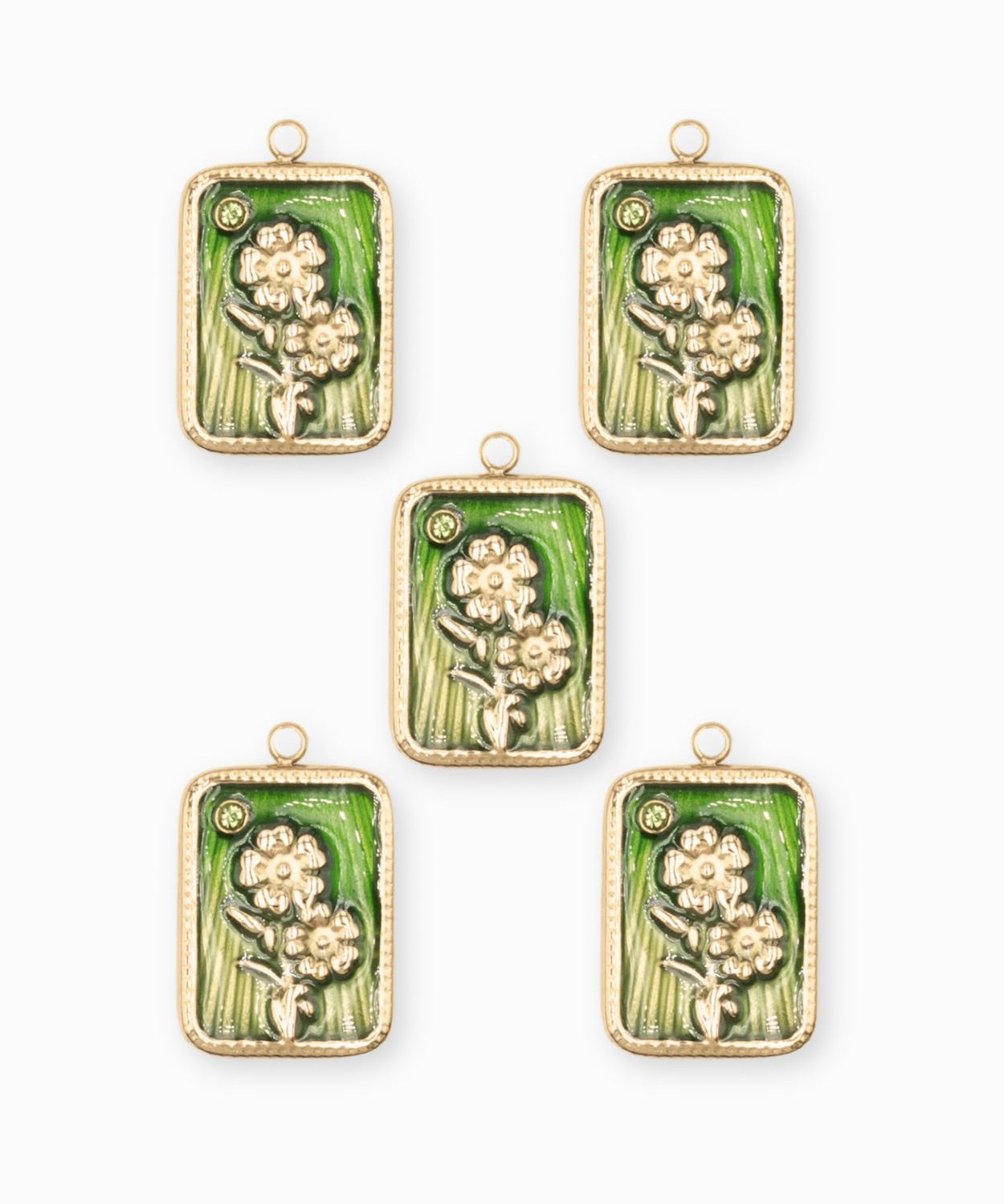 Pendentif médaille myosotis 17x13mm - Doré