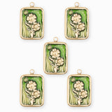 Pendentif médaille myosotis 17x13mm - Doré
