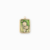 Pendentif médaille myosotis 17x13mm - Doré