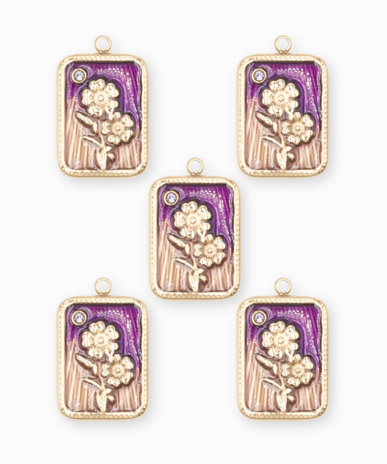 Pendentif médaille myosotis 17x13mm - Doré