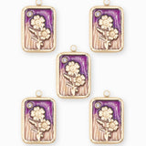 Pendentif médaille myosotis 17x13mm - Doré