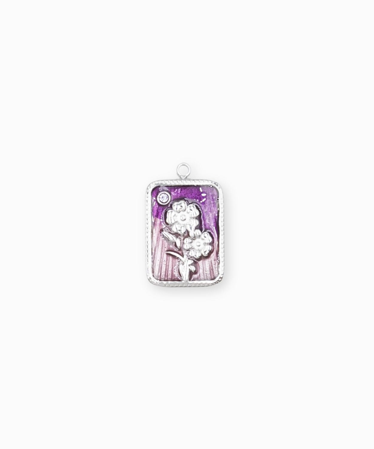Pendentif médaille myosotis 17x13mm - Argenté