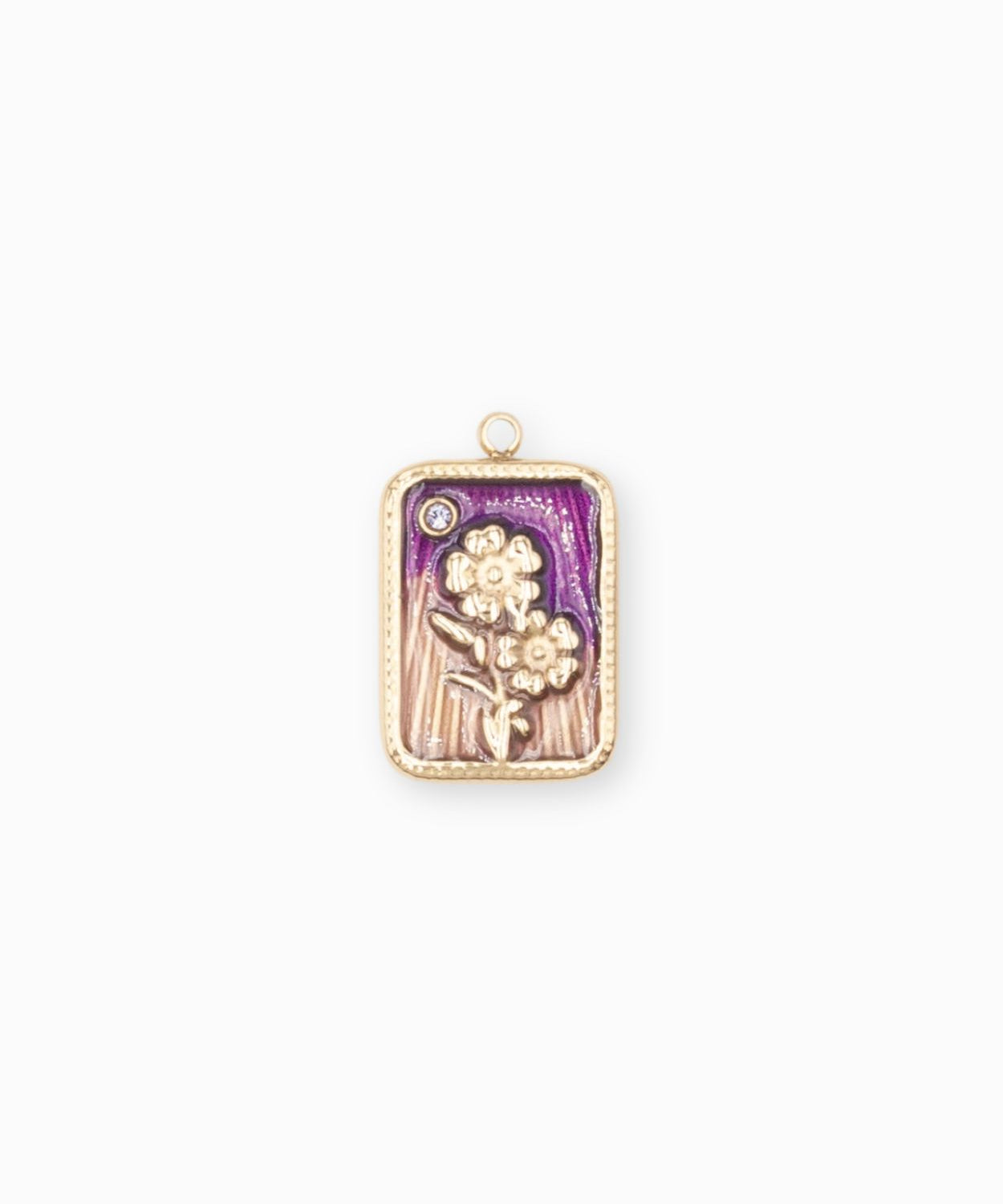 Pendentif médaille myosotis 17x13mm - Doré