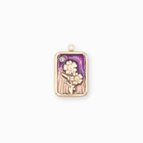 Pendentif médaille myosotis 17x13mm - Doré