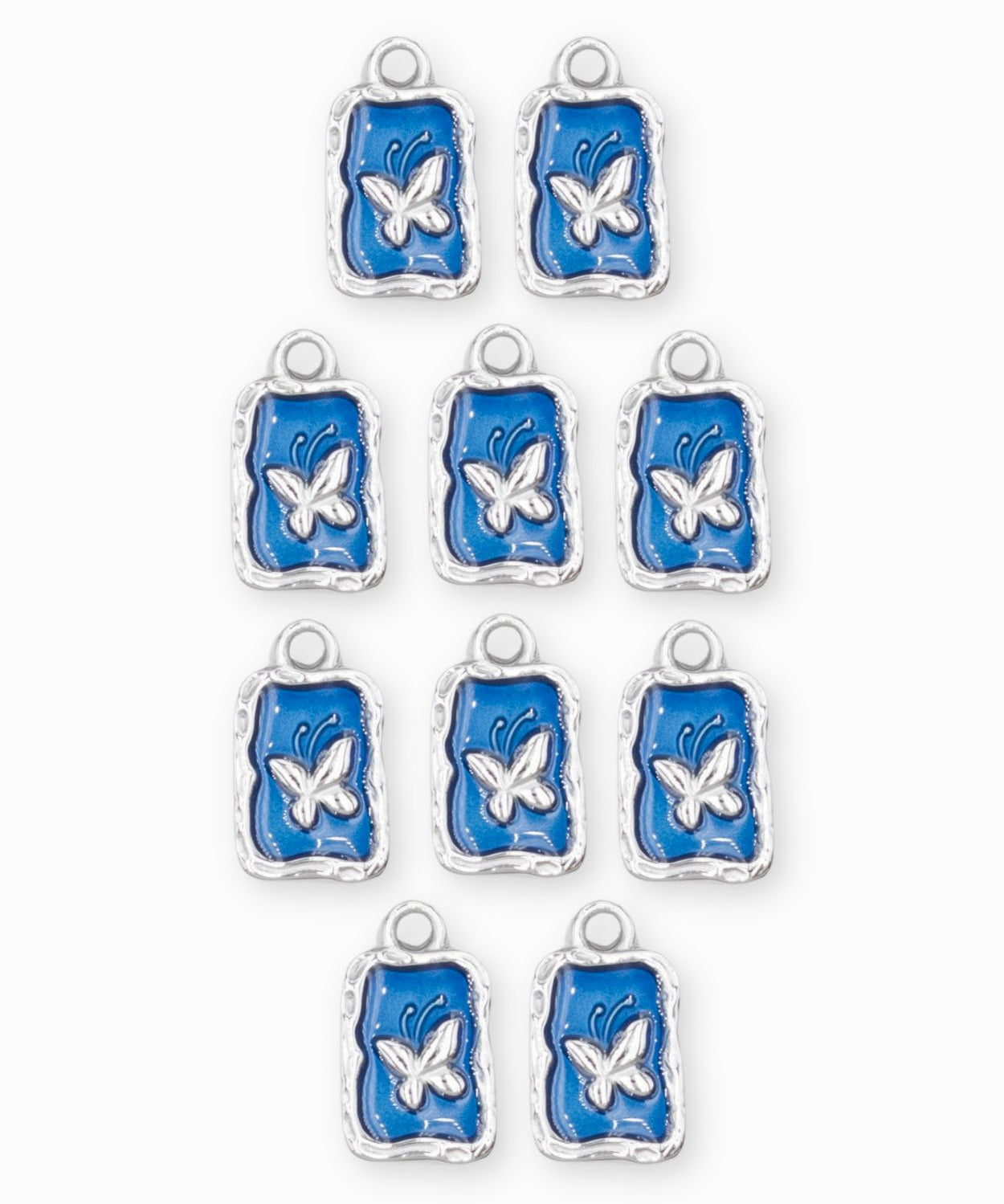 Pendentif médaille papillon 12.5x9.5mm - Argenté