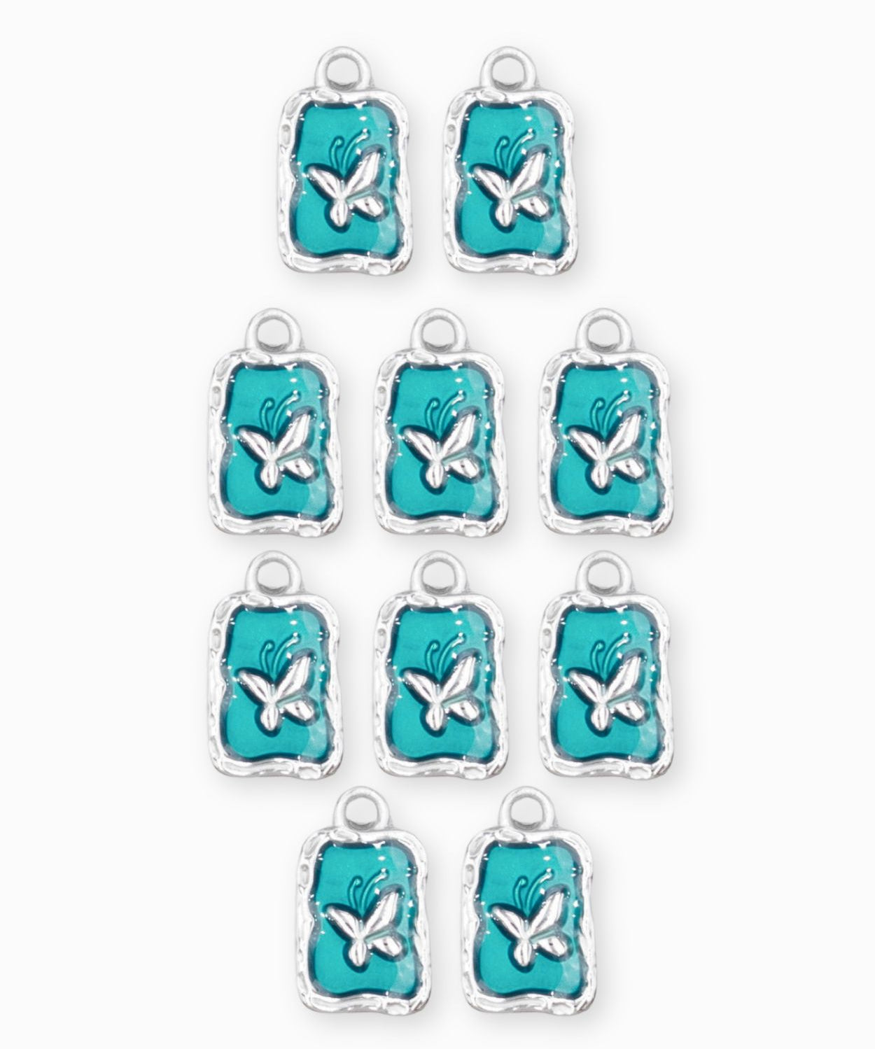 Pendentif médaille papillon 12.5x9.5mm - Argenté
