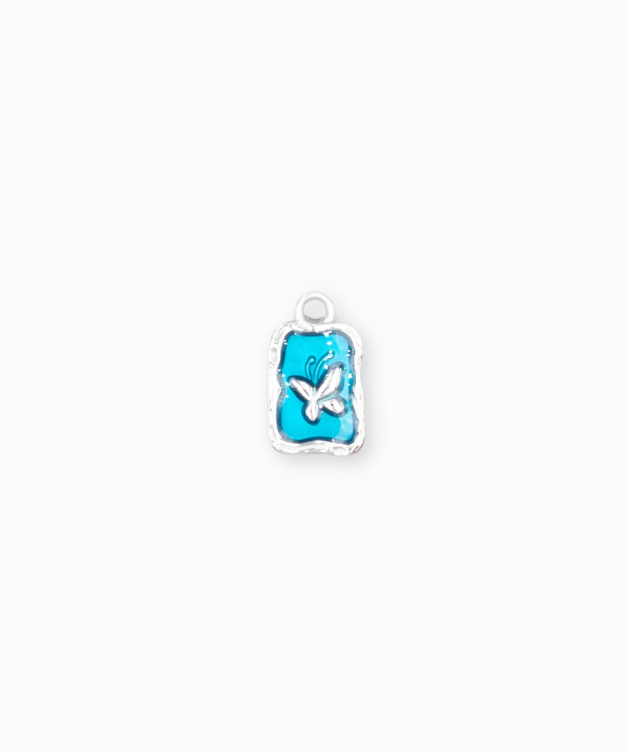 Pendentif médaille papillon 12.5x9.5mm - Argenté