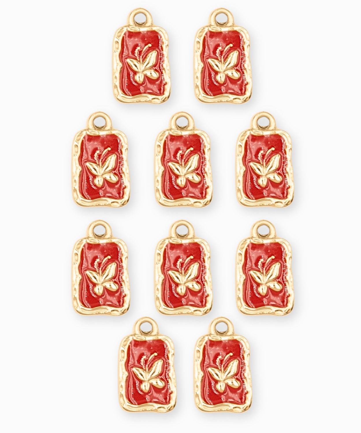 Pendentif médaille papillon 12.5x9.5mm - Doré