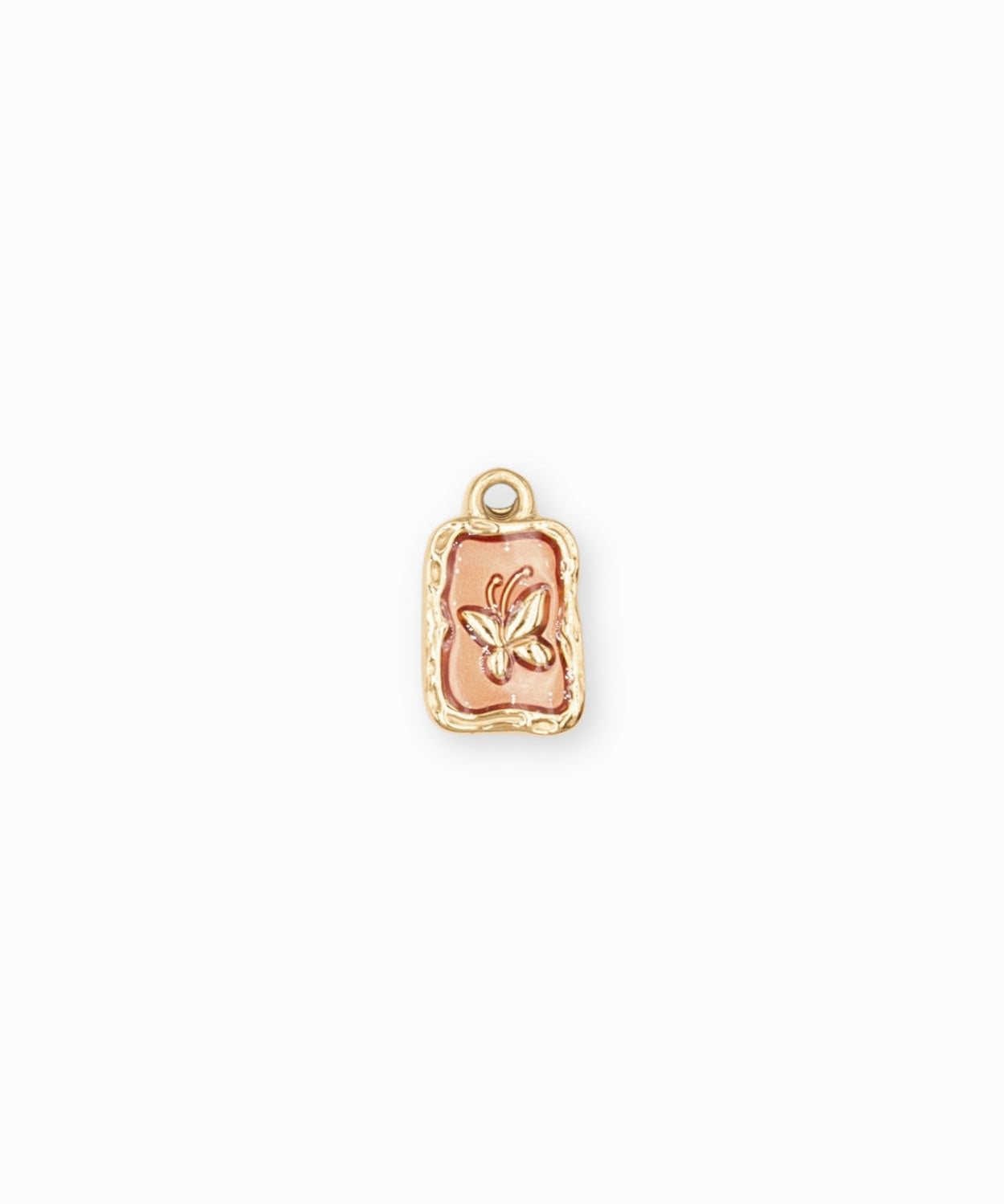 Pendentif médaille papillon 12.5x9.5mm - Doré
