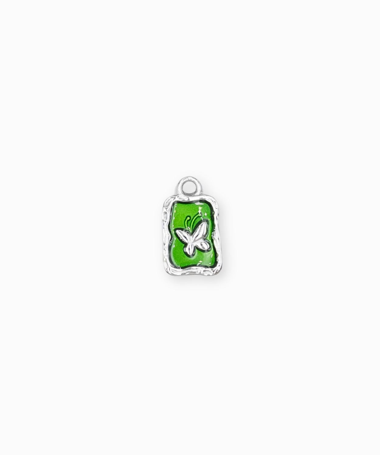 Pendentif médaille papillon 12.5x9.5mm - Argenté