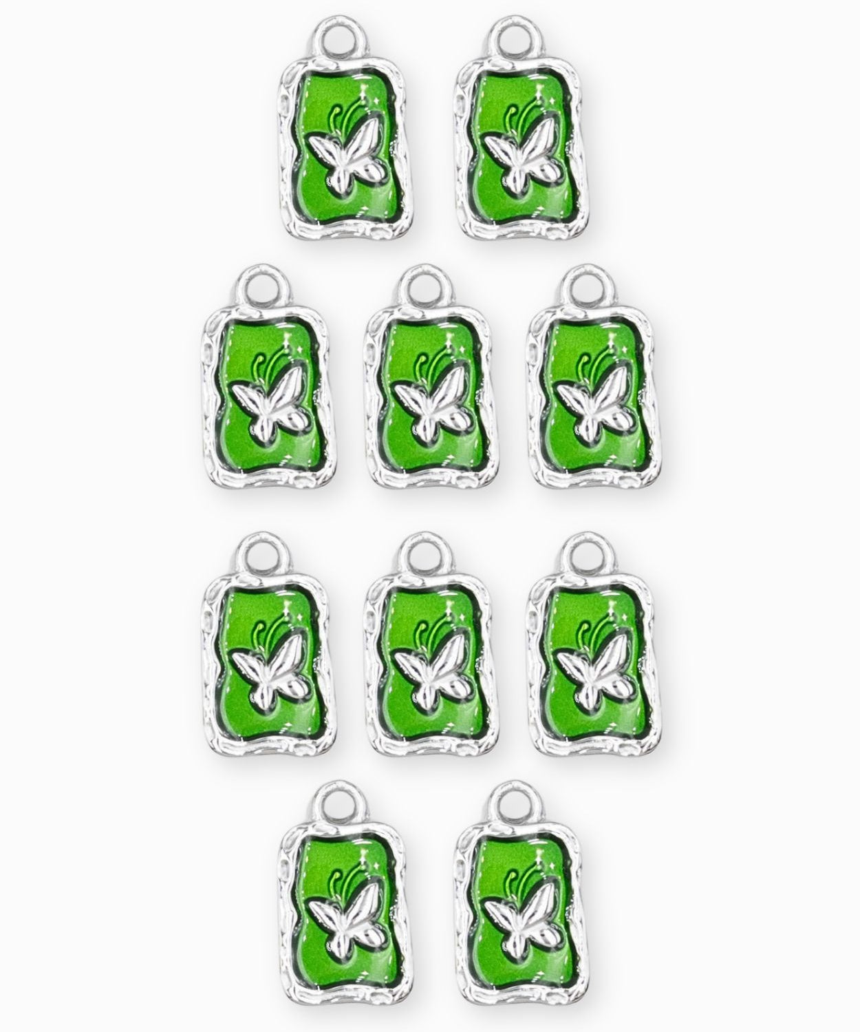 Pendentif médaille papillon 12.5x9.5mm - Argenté