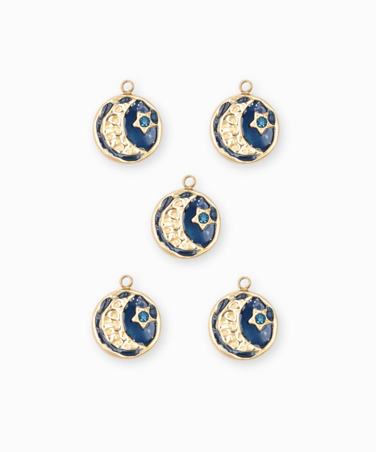 Pendentif médaille lune martelée 12mm
