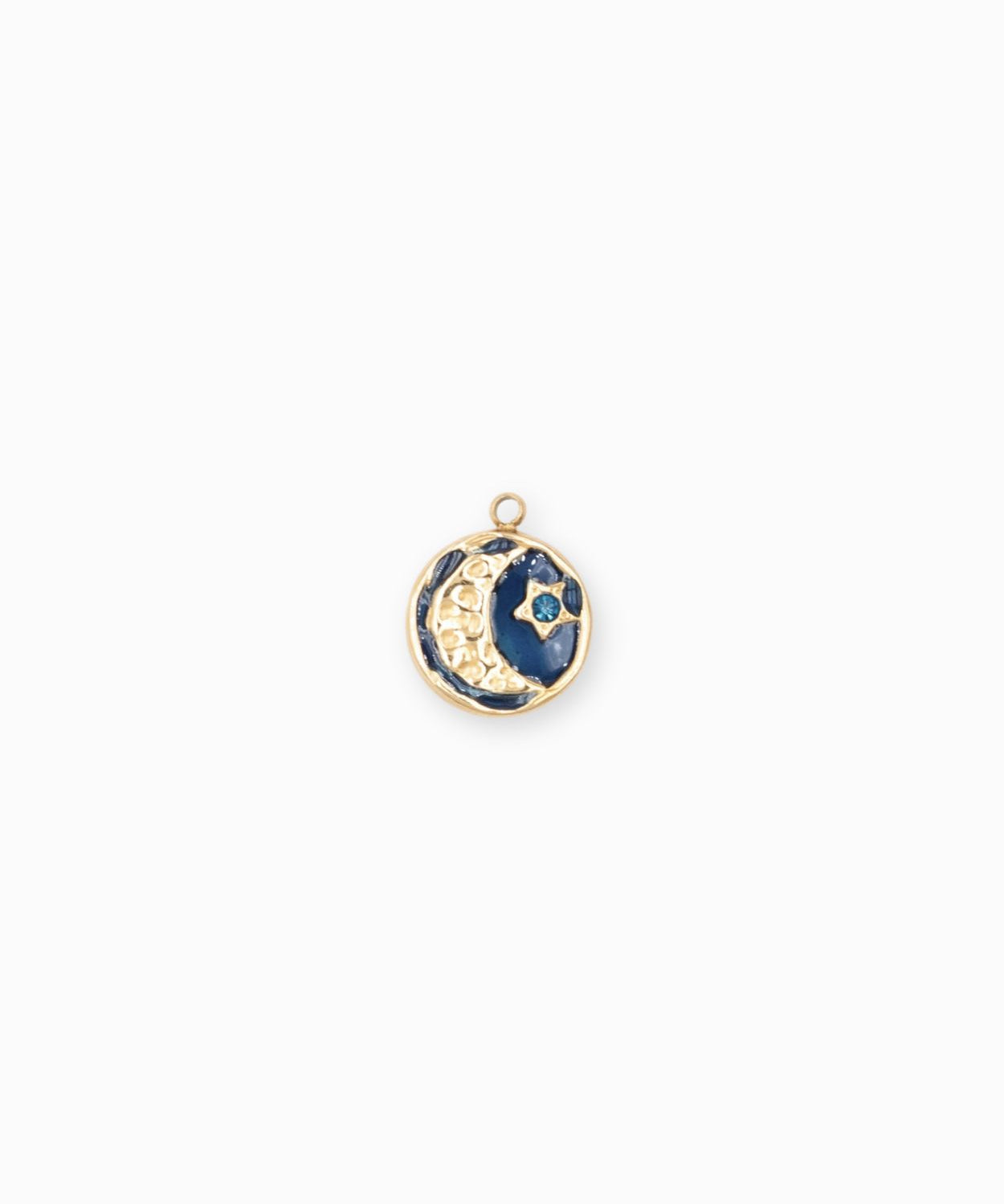 Pendentif médaille lune martelée 12mm