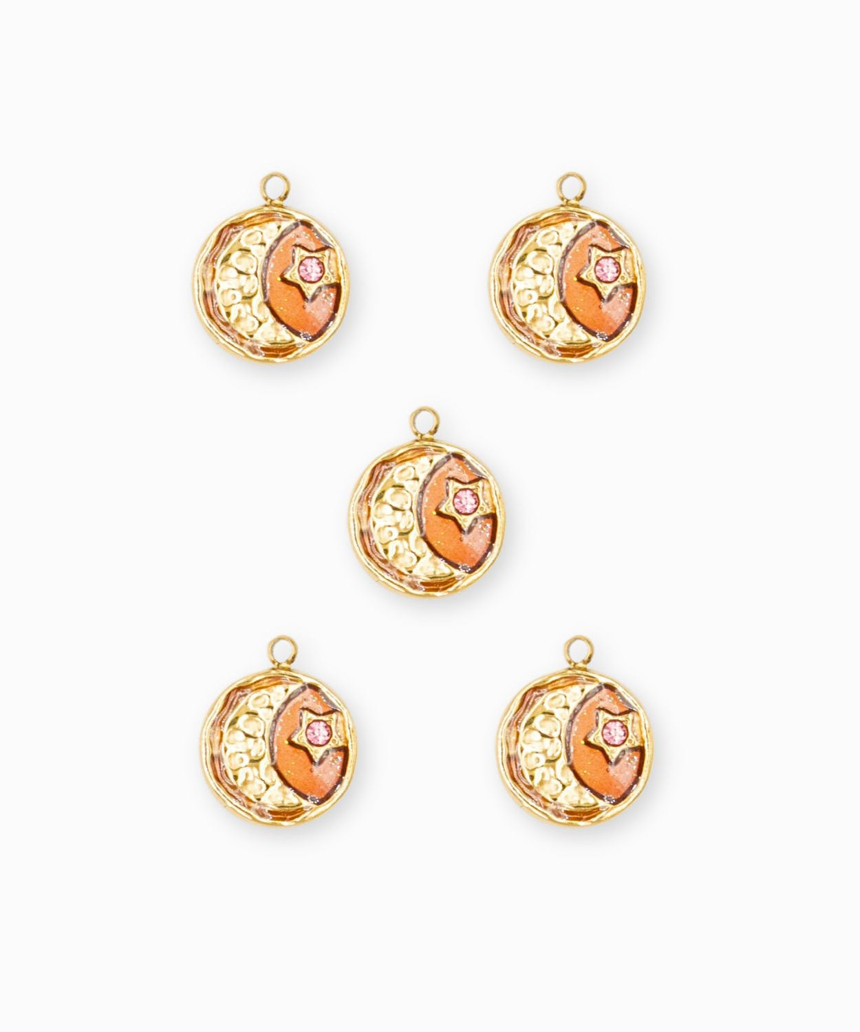 Pendentif médaille lune martelée 12mm
