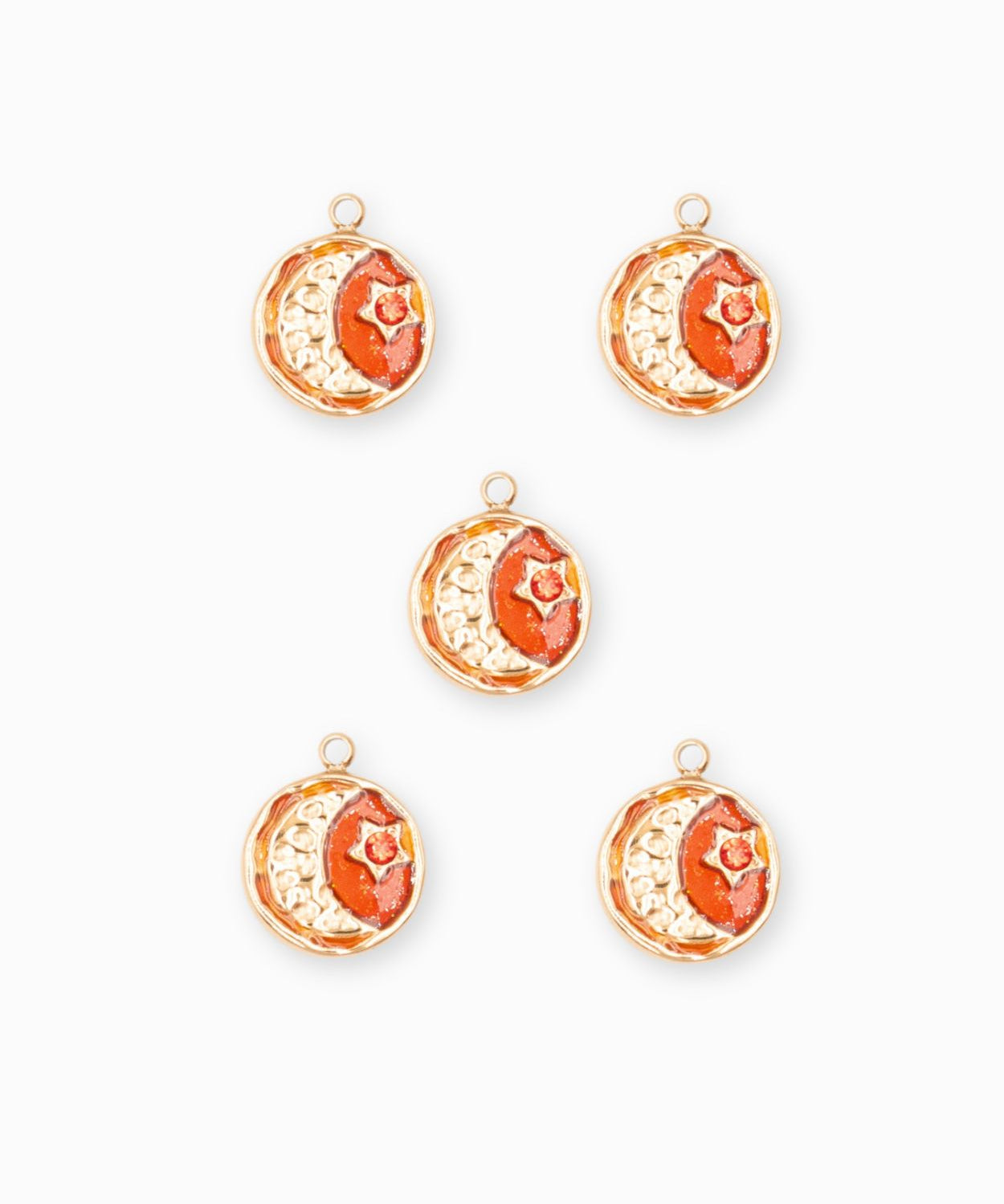Pendentif médaille lune martelée 12mm