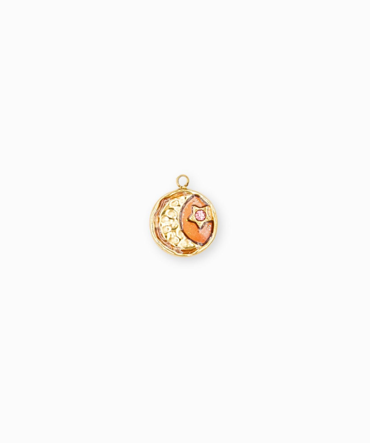 Pendentif médaille lune martelée 12mm