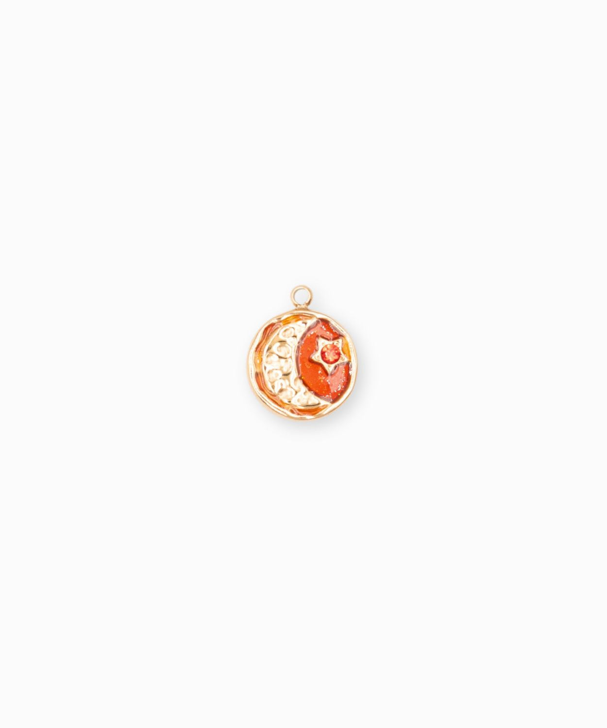 Pendentif médaille lune martelée 12mm