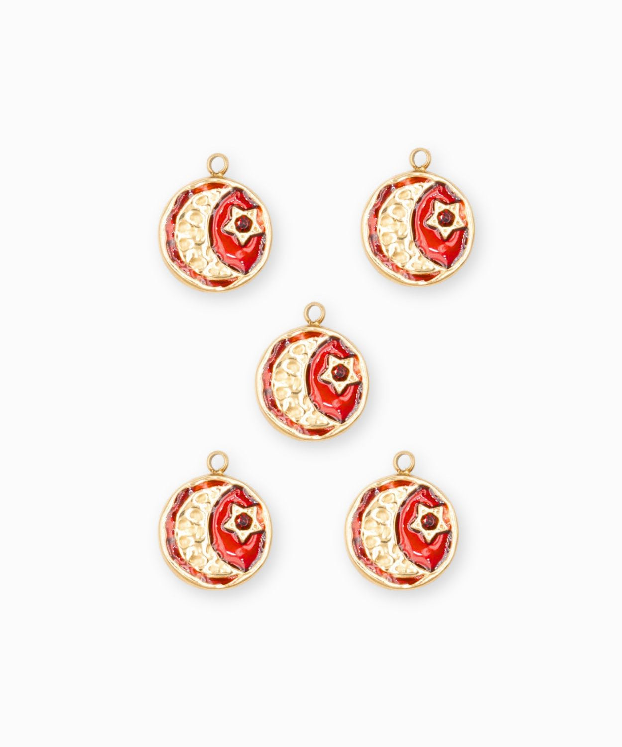Pendentif médaille lune martelée 12mm