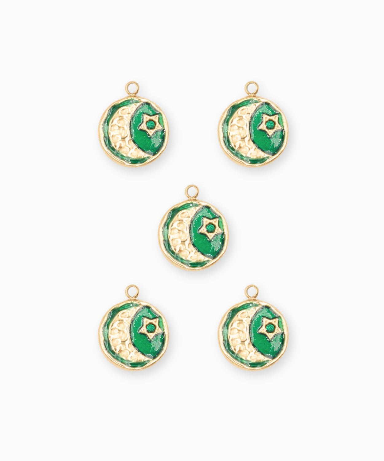 Pendentif médaille lune martelée 12mm