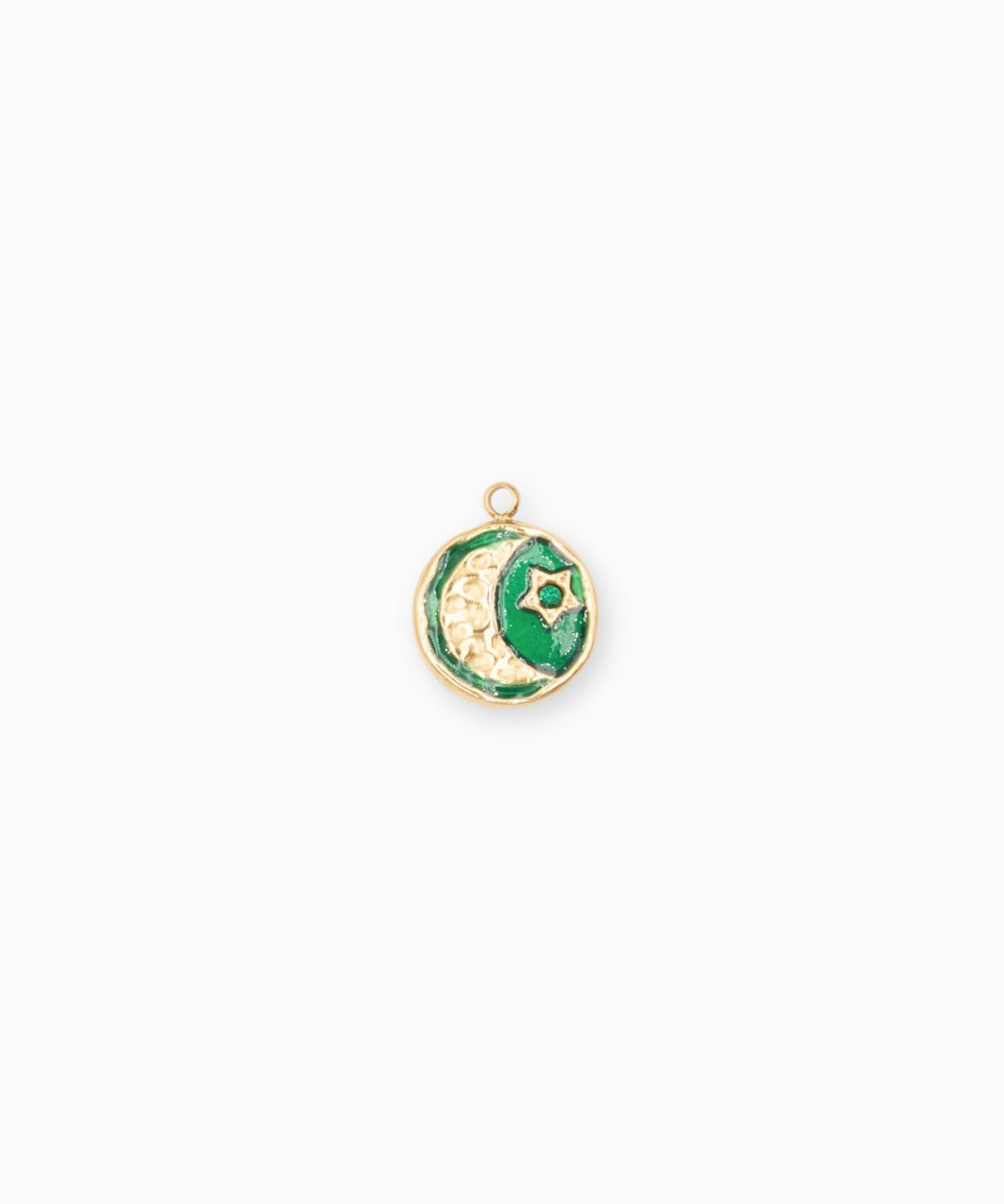 Pendentif médaille lune martelée 12mm