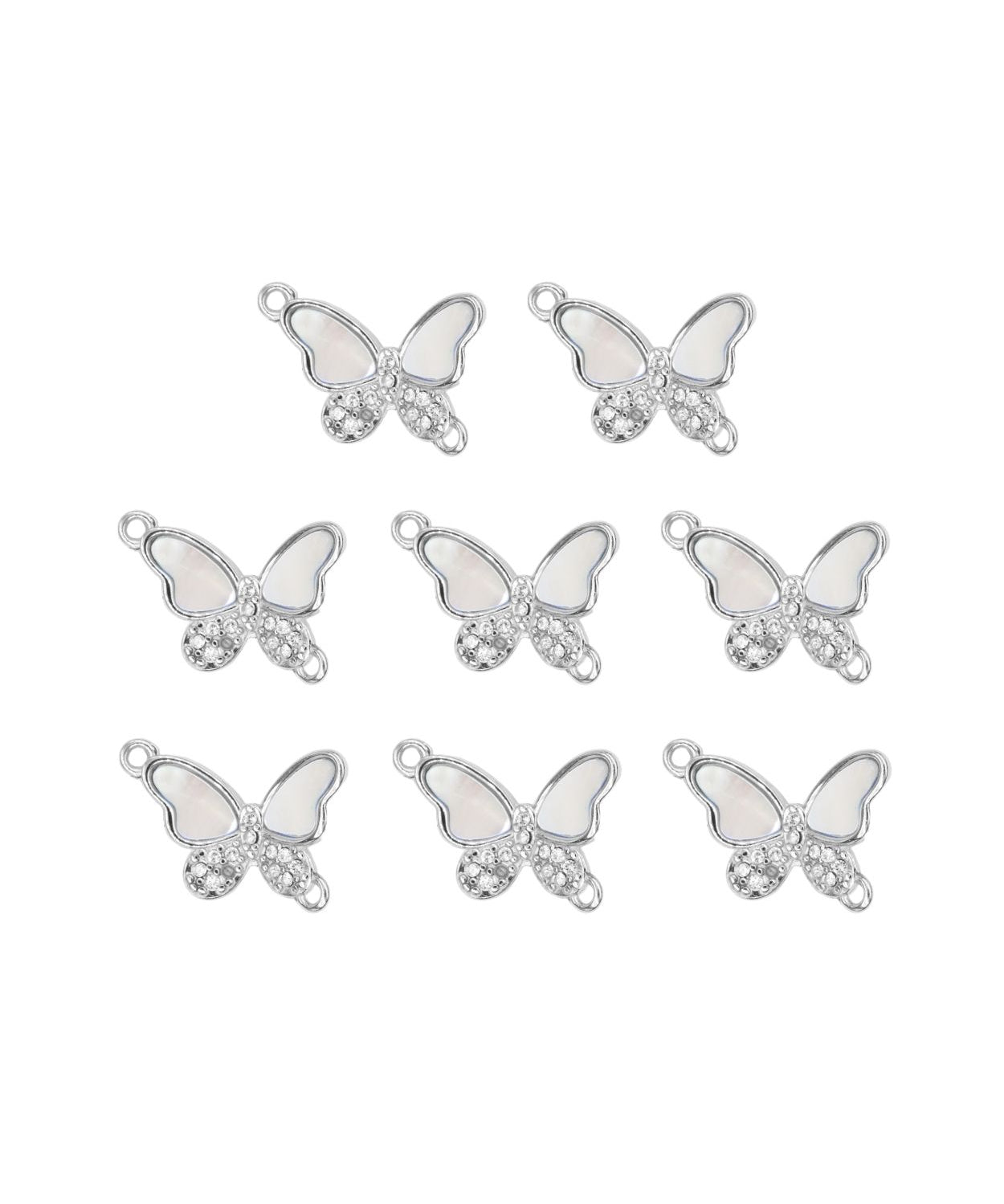 Intercalaire papillon strass nacre 12x15mm