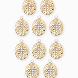 Pendentif médaille croix strass 12x10mm