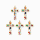 Pendentif croix multi-couleur 27x17mm