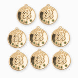 Pendentif ronde trèfle chance strass 14mm