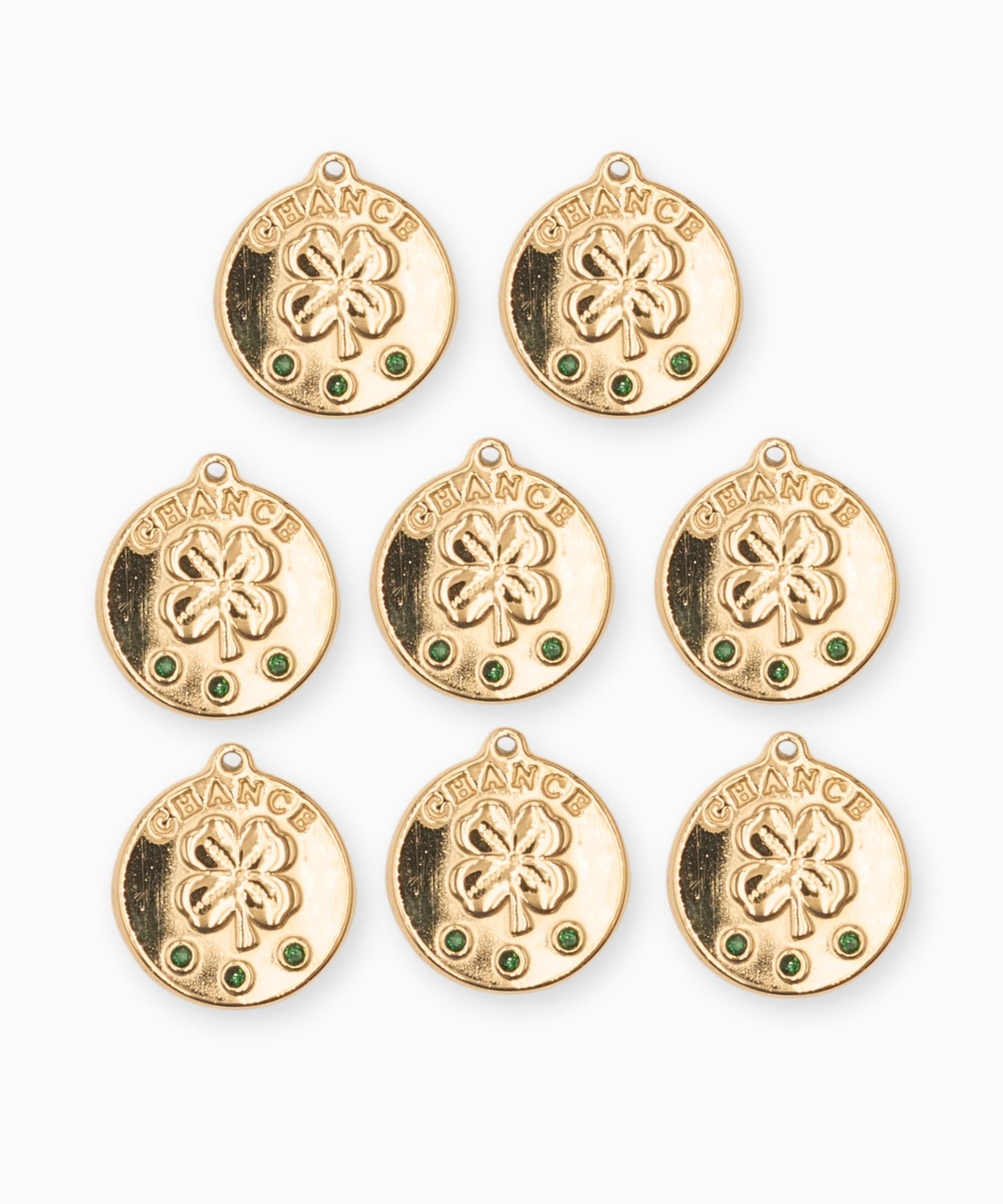 Pendentif ronde trèfle chance strass 14mm