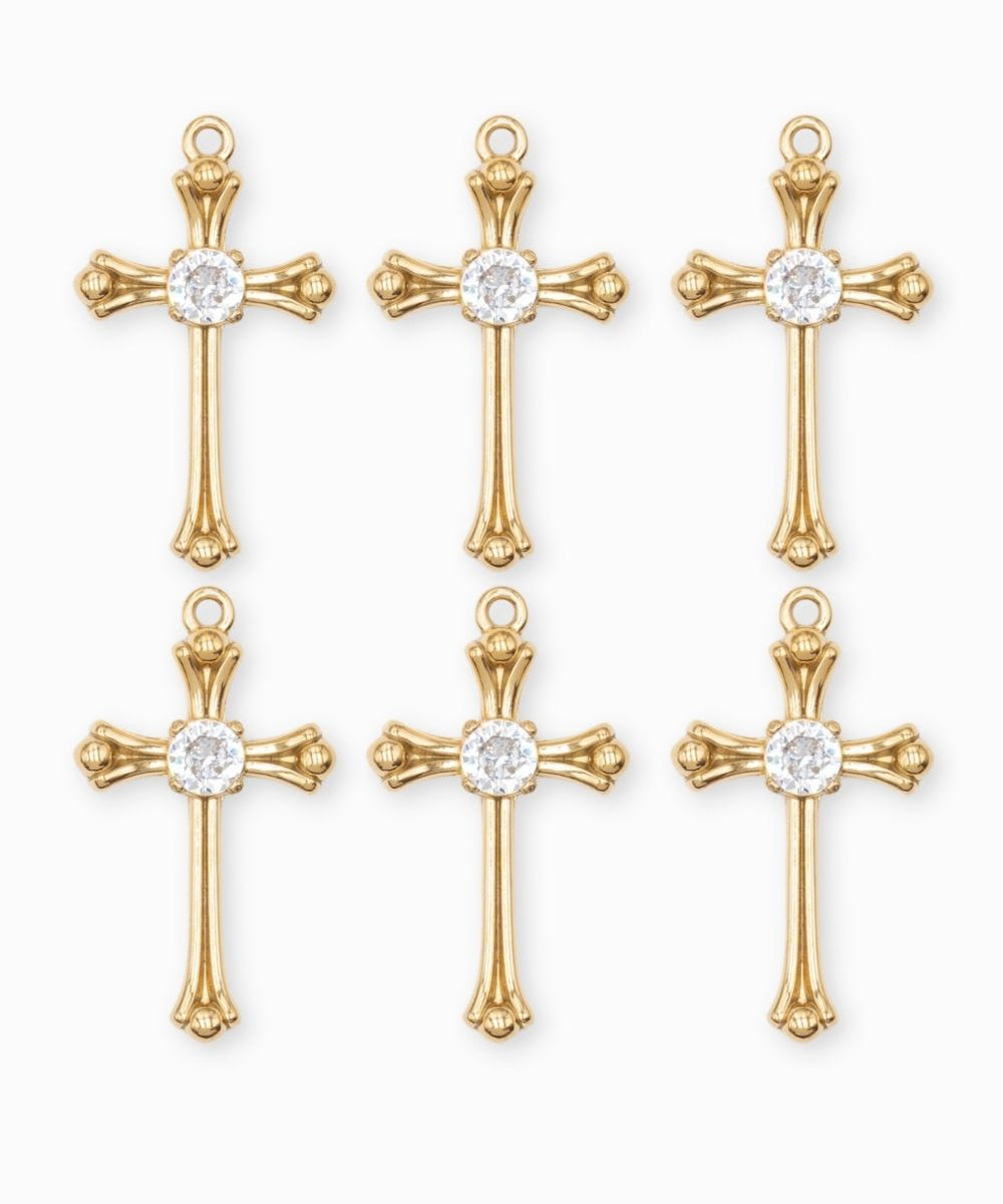 Pendentif croix gothique strass 28x18mm