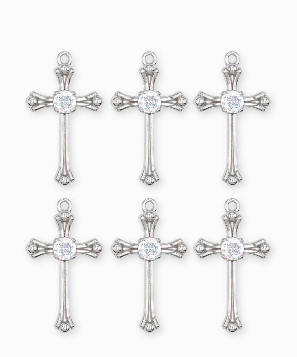 Pendentif croix gothique strass 28x18mm