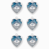 Pendentifs médaille coeur oeil Stardust 16x16mm - Rhodié