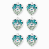 Pendentifs médaille coeur oeil Stardust 16x16mm - Rhodié