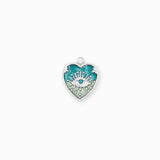 Pendentifs médaille coeur oeil Stardust 16x16mm - Rhodié