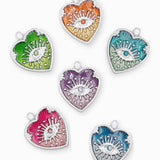 Pendentifs médaille coeur oeil Stardust 16x16mm - Rhodié - Lot mélangé