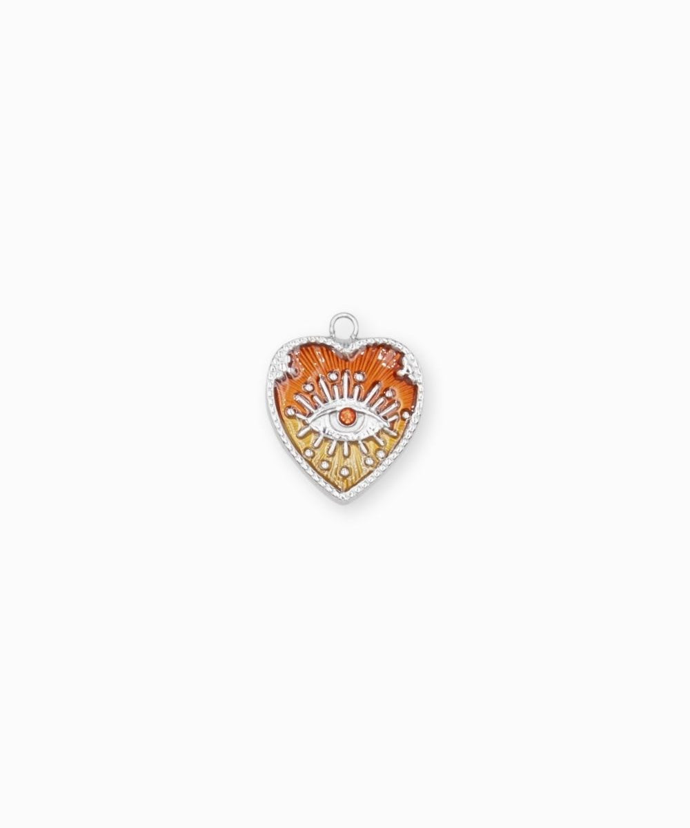 Pendentifs médaille coeur oeil Stardust 16x16mm - Rhodié