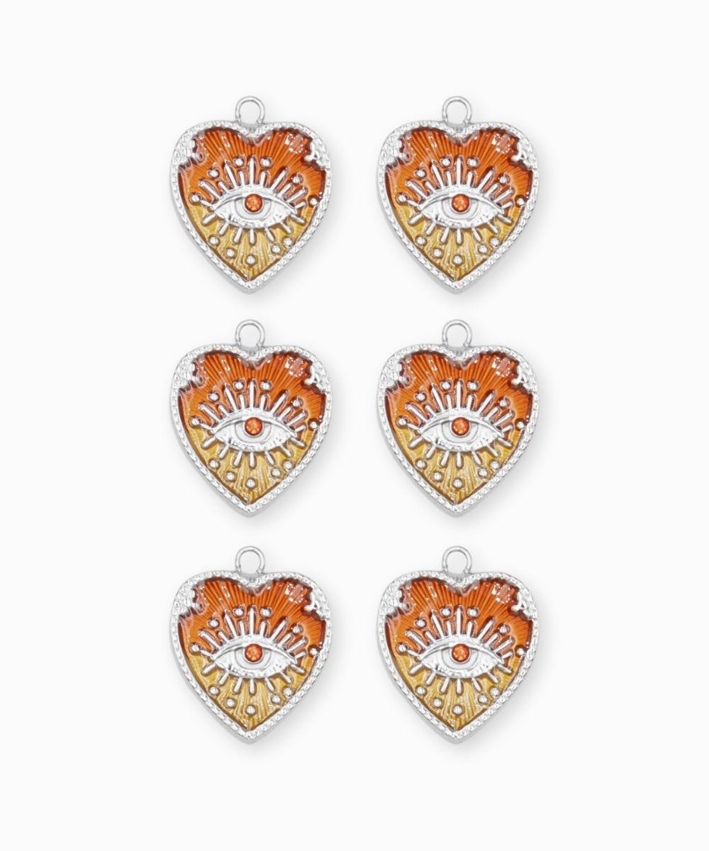 Pendentifs médaille coeur oeil Stardust 16x16mm - Rhodié