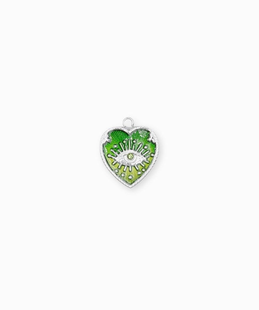 Pendentifs médaille coeur oeil Stardust 16x16mm - Rhodié