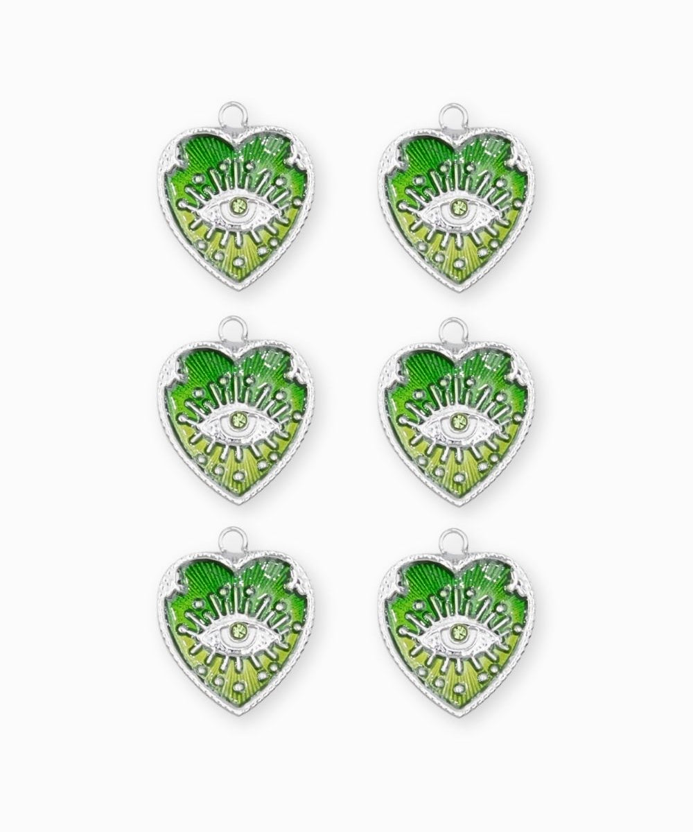 Pendentifs médaille coeur oeil Stardust 16x16mm - Rhodié