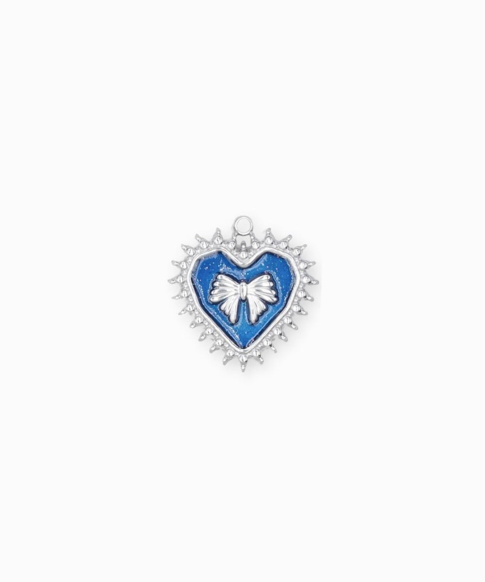 Pendentif coeur ruban 19.50x21mm - Rhodié
