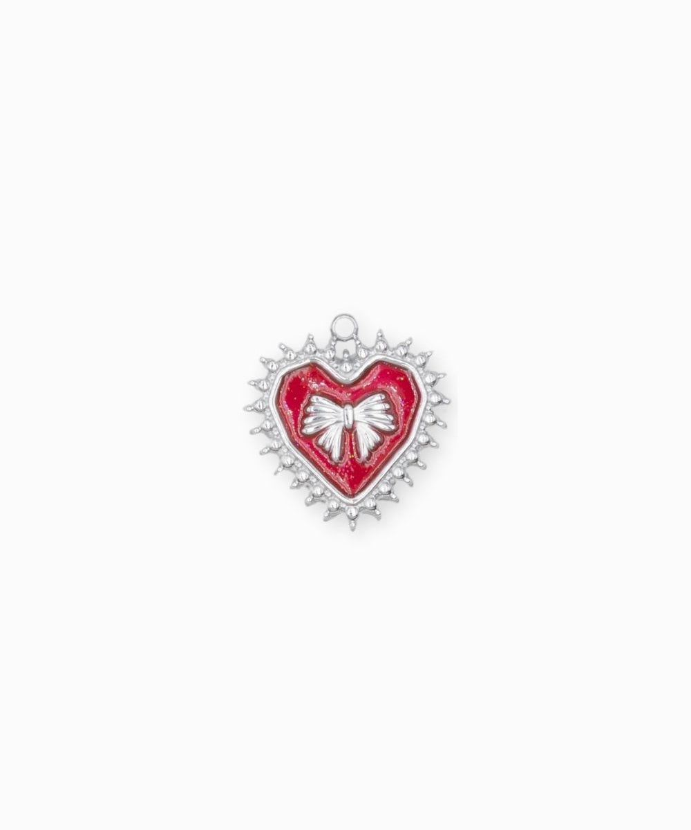 Pendentif coeur ruban 19.50x21mm - Rhodié