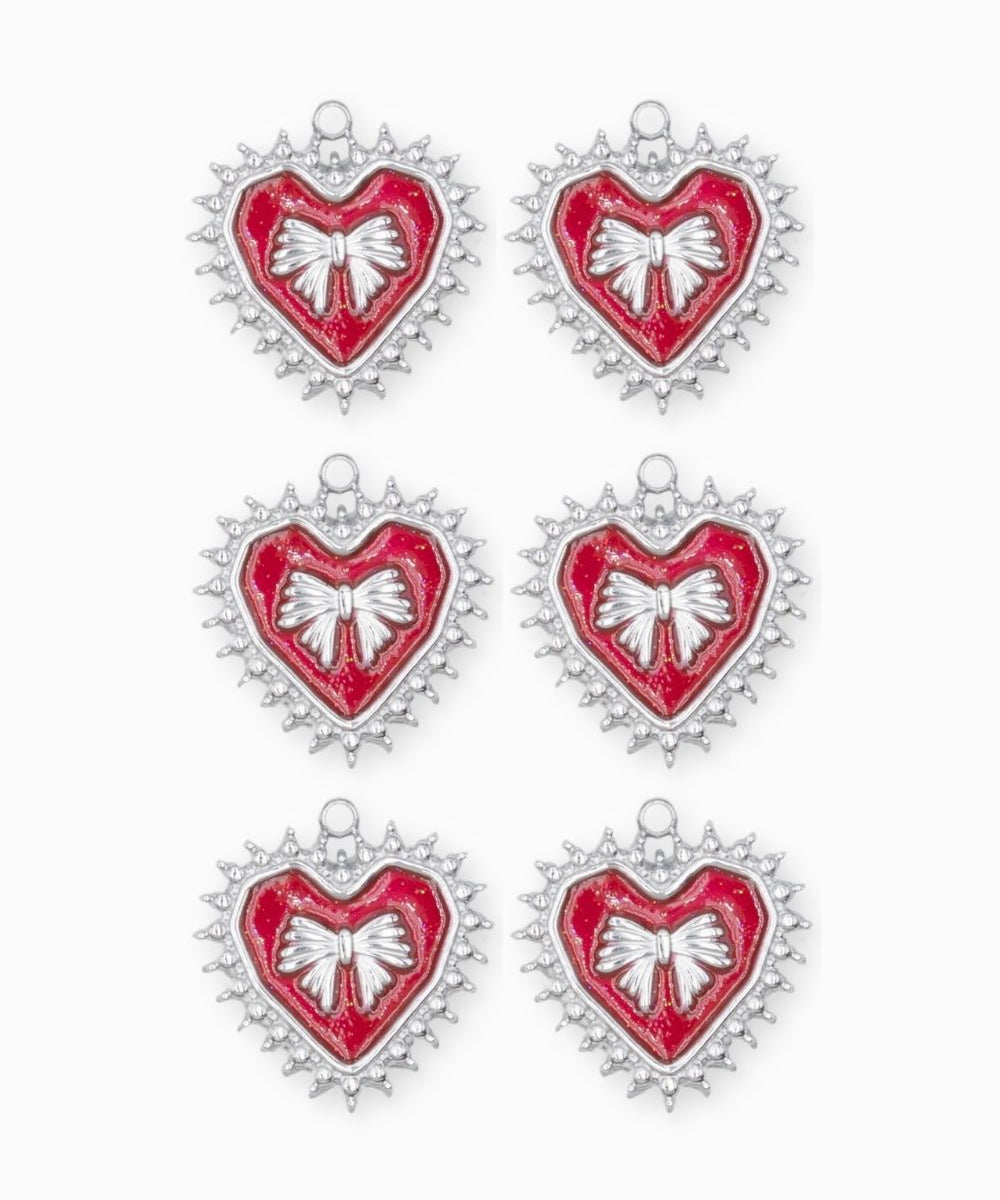 Pendentif coeur ruban 19.50x21mm - Rhodié