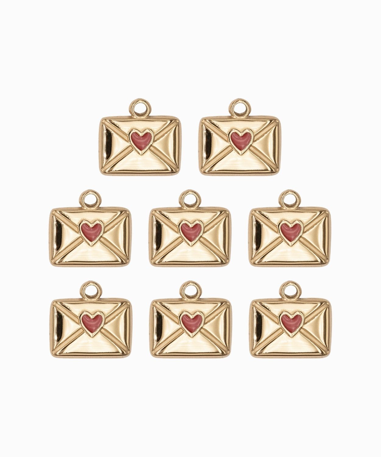 Pendentif lettre d'amour coeur rouge 9.50 x 13 mm