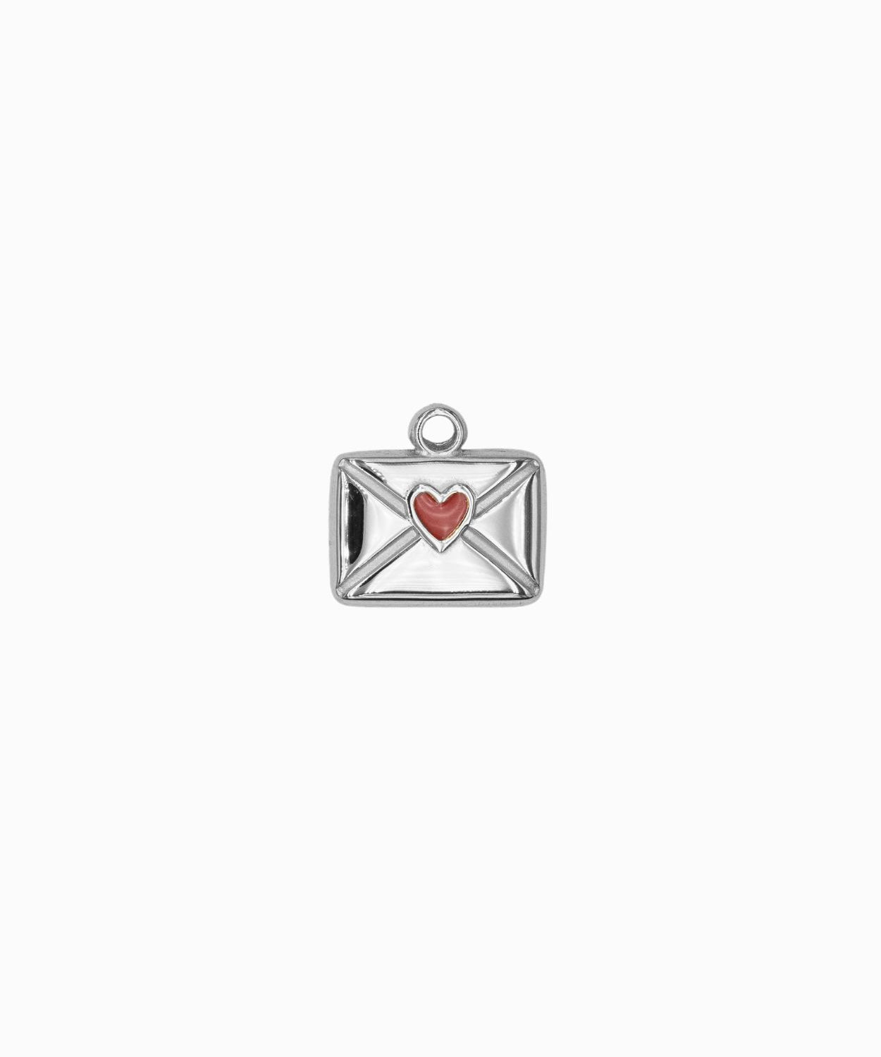 Pendentif lettre d'amour coeur rouge 9.50 x 13 mm
