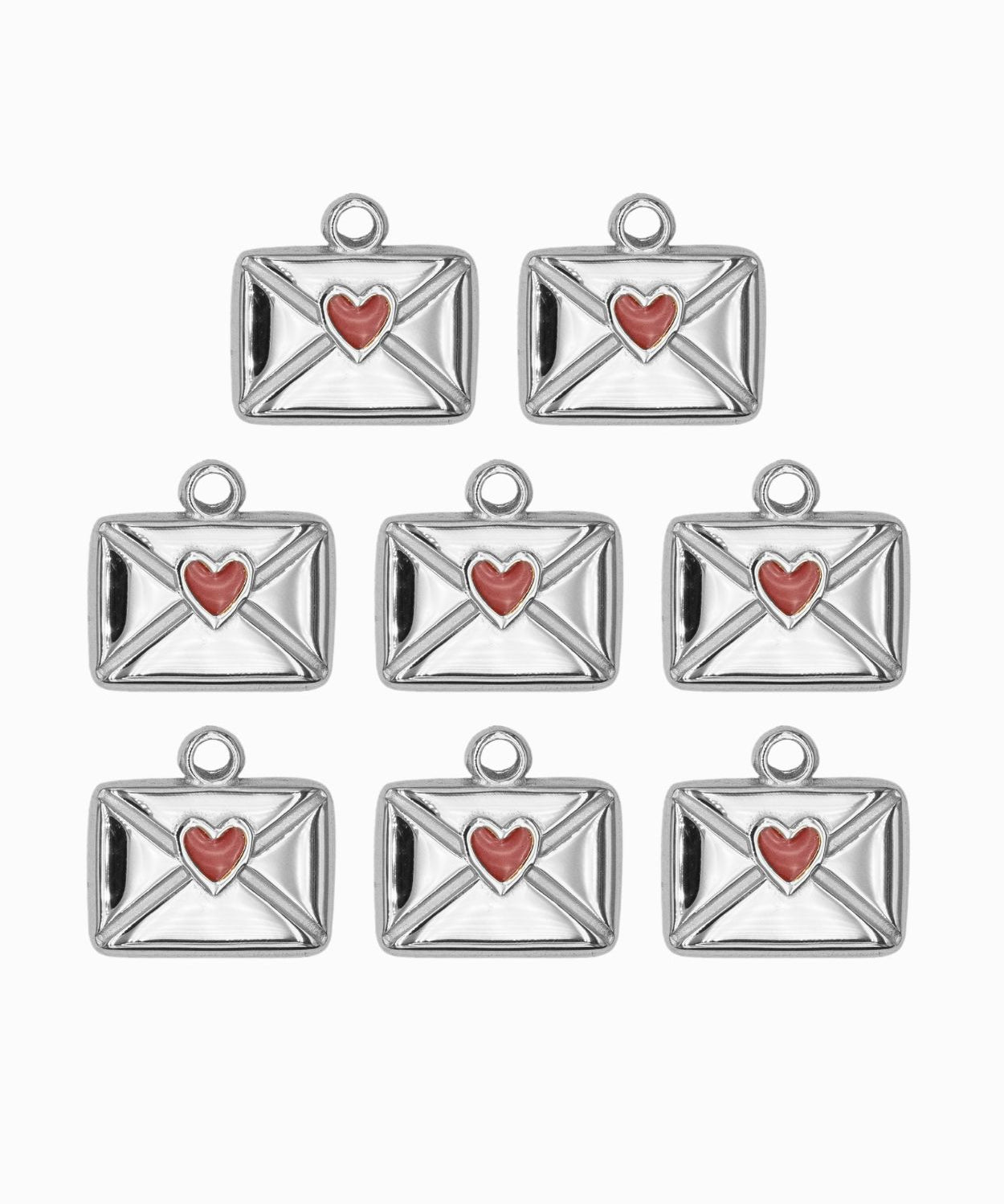 Pendentif lettre d'amour coeur rouge 9.50 x 13 mm